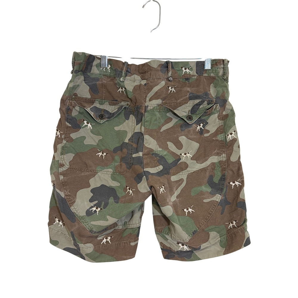 Rare Vintage Polo Ralph Lauren Mens Camo Hunting Dog Embroidered Shorts Size 32